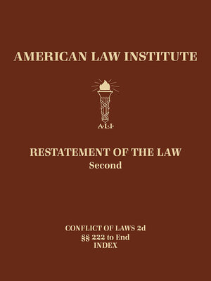 cover image of Restatement of the Law Second, Conflict of Laws